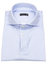 van Laack Poloshirt - Tailor Fit - Leicht Tailliert - Light Blue / White - w/o OP