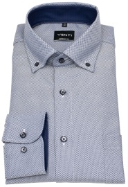Venti Hemd - Comfort Fit - Button Down Kragen - Struktur - Kontrastknöpfe - dunkelblau