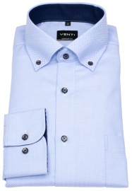Venti Hemd - Comfort Fit - Button Down Kragen - Struktur - Kontrastknöpfe - hellblau
