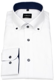 Venti Hemd - Comfort Fit - Button Down Kragen - Struktur - Kontrastknöpfe - weiß