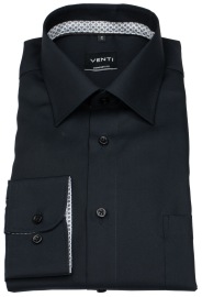 Venti Hemd - Comfort Fit - Kentkragen - Kontrastknöpfe - schwarz