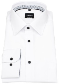 Venti Hemd - Comfort Fit - Kentkragen - Kontrastknöpfe - weiß