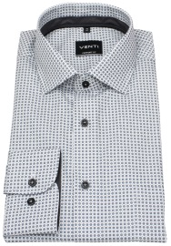 Venti Hemd - Comfort Fit - Kentkragen - Print - anthrazit / weiß