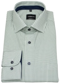 Venti Hemd - Comfort Fit - Kentkragen - Print - grün / weiß