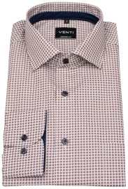 Venti Hemd - Comfort Fit - Kentkragen - Print - rot / weiß