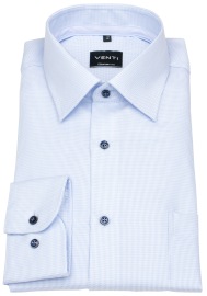 Venti Hemd - Comfort Fit - Print - Kontrastknöpfe - hellblau / weiß