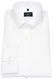 Venti Hemd - Modern Fit - Button Down Kragen - Oxford Struktur - weiß