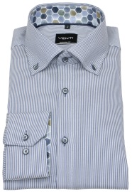 Venti Hemd - Modern Fit - Button Down Kragen - Streifen - blau