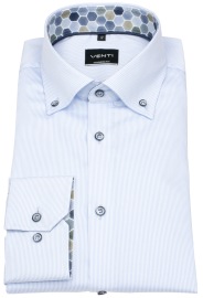 Venti Hemd - Modern Fit - Button Down Kragen - Streifen - hellblau