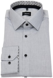 Venti Hemd - Modern Fit - Kentkragen - Kontrastknöpfe - hellgrau