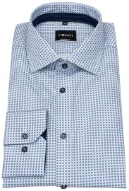 Venti Hemd - Modern Fit - Kentkragen - Print - blau / weiß