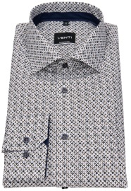 Venti Shirt - Modern Fit - Kent Collar - Print - Brown - w/o OP