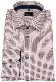 Venti Hemd - Modern Fit - Kentkragen - Print - rot / weiß