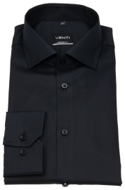 Venti Hemd - Modern Fit - Twill - schwarz - extra langer Arm 69cm