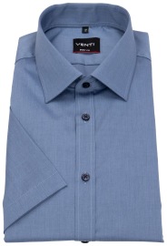 Venti Short Sleeve Shirt - Body Fit - Kent Collar - Blue - w/o OP
