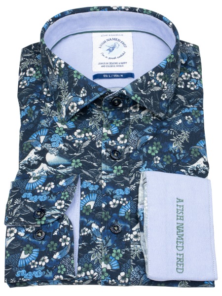A Fish Named Fred Chemise - Modern Fit - Imprimé - Japanese Story - multicolore