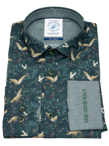 A Fish Named Fred Chemise - Modern Fit - Imprimé - Grues - multicolore