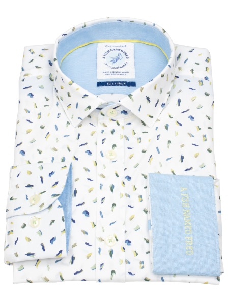 A Fish Named Fred Hemd - Modern Fit - Print - Pinselstriche - mehrfarbig