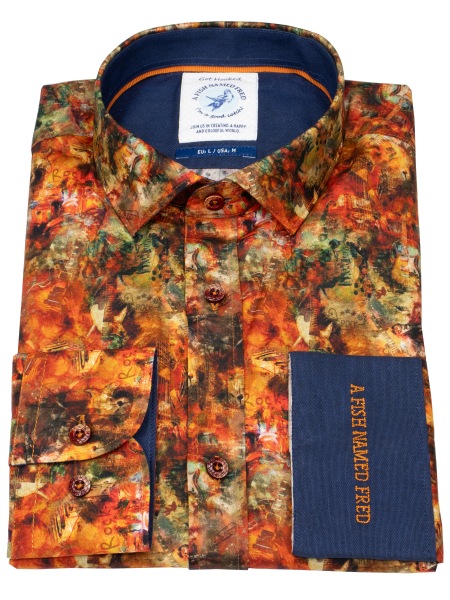 A Fish Named Fred Hemd - Modern Fit - Print - Rockmusik - rotorange
