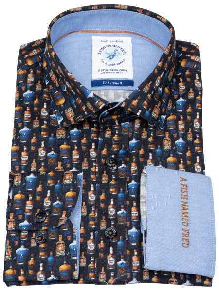 A Fish Named Fred Hemd - Modern Fit - Print - Spirituosen - dunkelblau