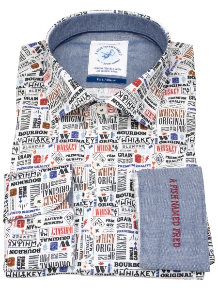 A Fish Named Fred Hemd - Modern Fit - Print - Wiskey - mehrfarbig