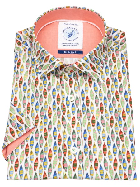 A Fish Named Fred Kurzarmhemd - Modern Fit - Boote - mehrfarbig - ohne OVP - 31.067 072 