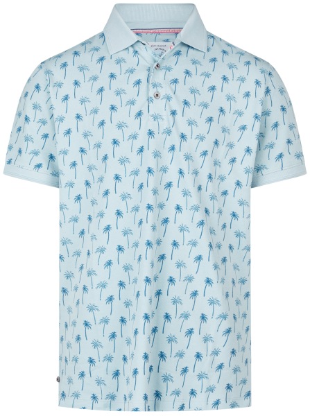 A Fish Named Fred Poloshirt - Modern Fit - Palmen - hellblau