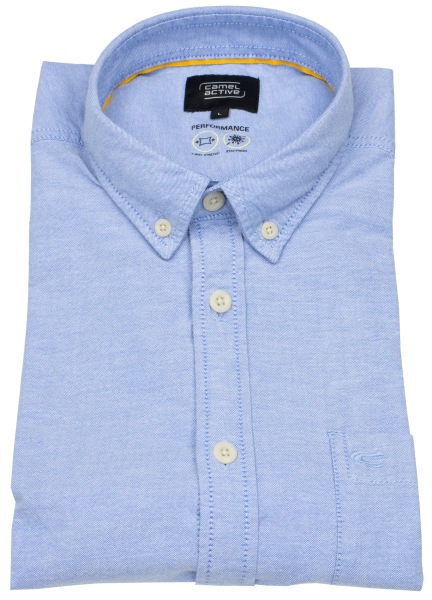 Camel Active Hemd - Regular Fit - Button Down Kragen - Performance - hellblau