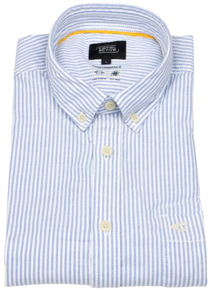 Camel Active Hemd - Regular Fit - Button Down - Performance - Streifen - hellblau / weiß