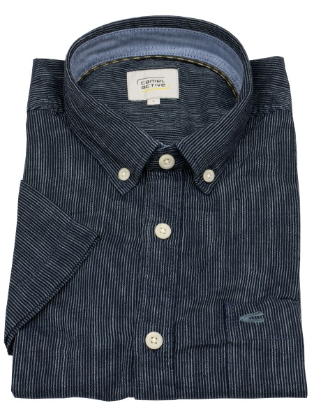 Camel Active Kurzarmhemd - Regular Fit - Button Down - dunkelblau