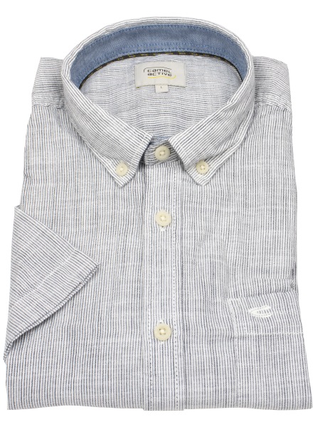 Camel Active Kurzarmhemd - Regular Fit - Button Down - gedecktes weiß