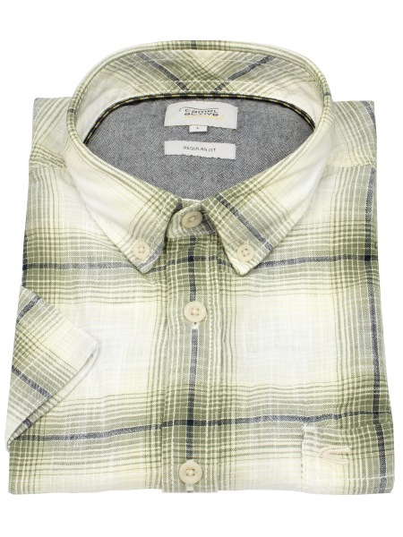 Camel Active Kurzarmhemd - Regular Fit - Button Down - kariert - grün - 409261 5S61 70 