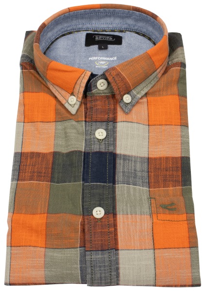 Camel Active Kurzarmhemd - Regular Fit - Button Down - kariert - mehrfarbig