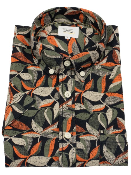 Camel Active Kurzarmhemd - Regular Fit - Button Down - Print - mehrfarbig