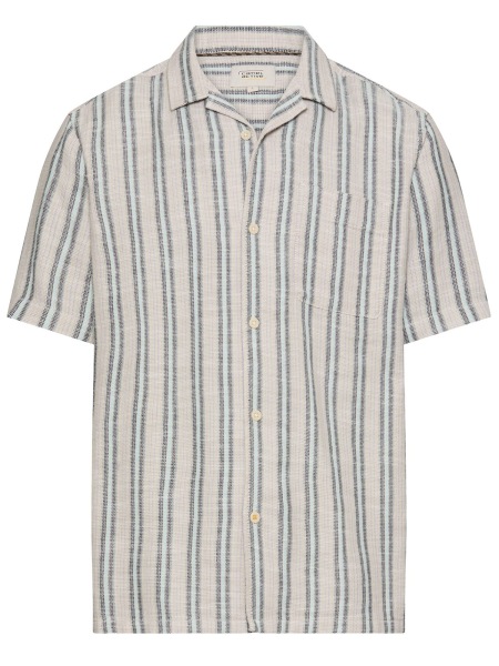 Camel Active Kurzarmhemd - Regular Fit - Stuktur - Streifen - beige / blau