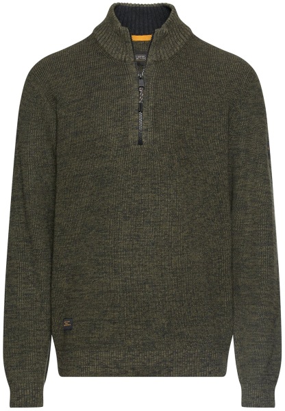 Camel Active Pullover - Regular Fit - Troyerkragen - Struktur - olivgrün