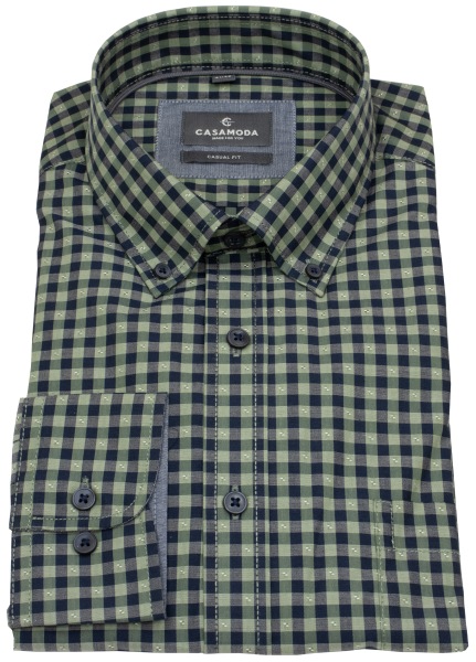 Casa Moda Shirt - Casual Fit - Button-Down - checked - green
