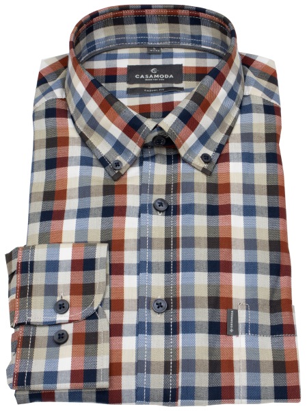 Casa Moda Hemd - Casual Fit - Button Down - kariert - mehrfarbig - extra langer 72cm Arm
