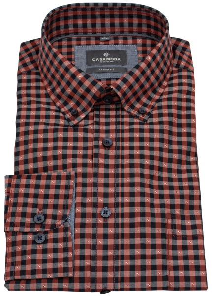 Casa Moda Hemd - Casual Fit - Button Down - kariert - rot