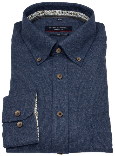 Casa Moda Hemd - Casual Fit - Button Down - leichter Flanell - blau - 454489000 100 