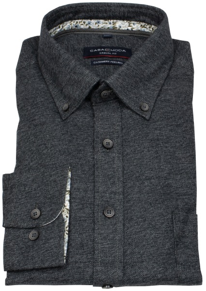 Casa Moda Hemd - Casual Fit - Button Down - leichter Flanell - schwarz - 454489000 800 