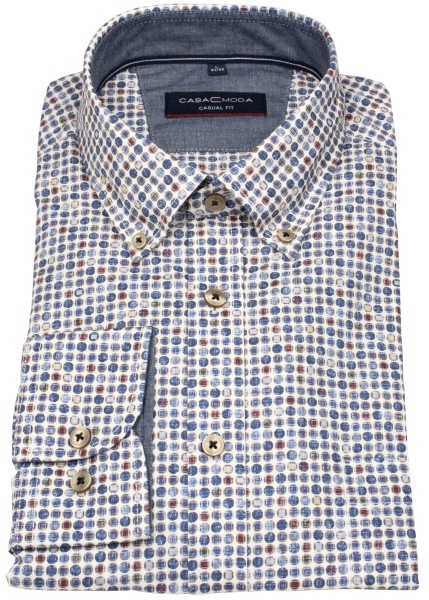Casa Moda Hemd - Casual Fit - Button Down - Print - blau - ohne OVP