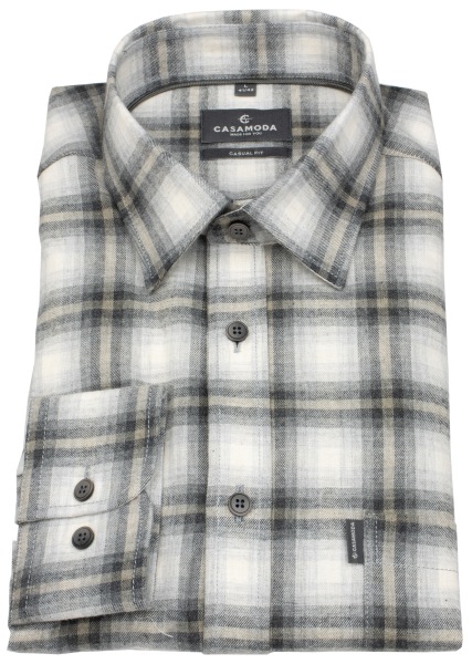Casa Moda Hemd - Casual Fit - Kentkragen - leichter Flanell - kariert - anthrazit