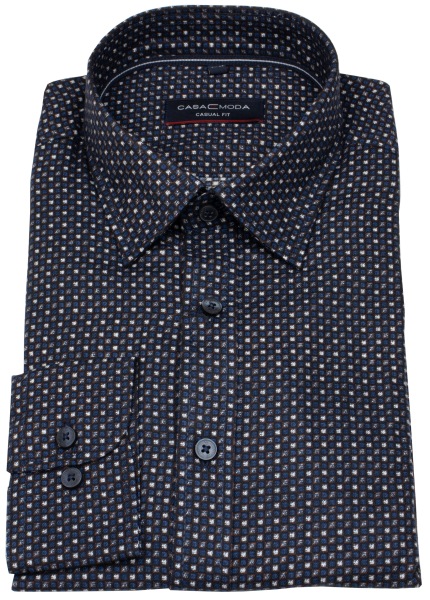 Casa Moda Hemd - Casual Fit - Kentkragen - leichter Flanell - kariert - blau / braun