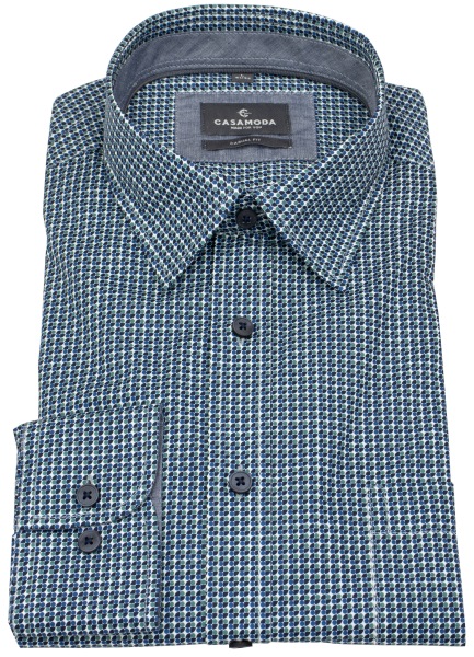Casa Moda Hemd - Casual Fit - Kontrastknöpfe - Print - blau