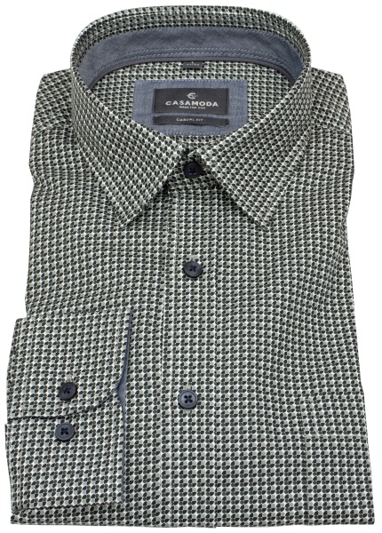 Casa Moda Shirt - Casual Fit - Contrast Buttons - Print - Green