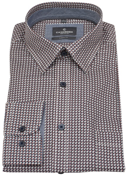 Casa Moda Hemd - Casual Fit - Kontrastknöpfe - Print - rot