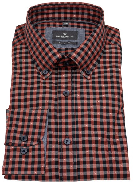Casa Moda Hemd - Comfort Fit - Button Down Kragen - kariert - rot