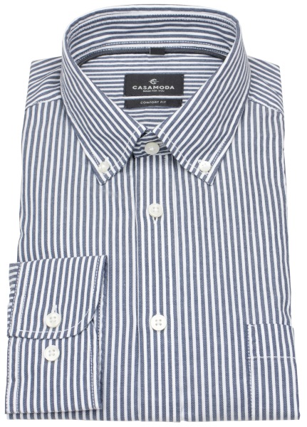 Casa Moda Hemd - Comfort Fit - Button Down Kragen - Streifen - blau / weiß
