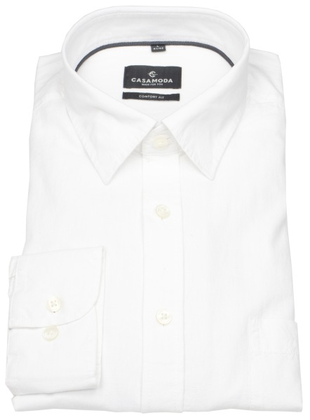 Casa Moda Hemd - Comfort Fit - Kentkragen - Leinen-Mix - weiß